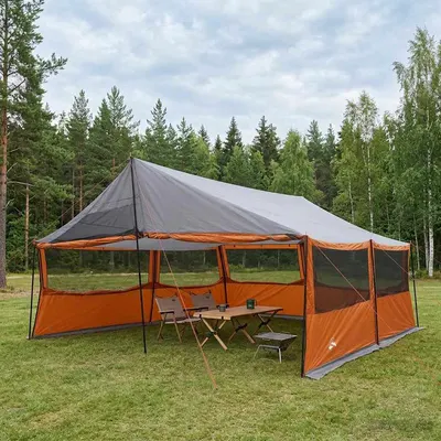 vidaXL Cort de Familie Gri și Portocalie 600 x 400 x 268 cm