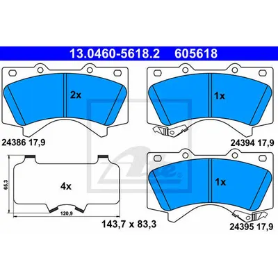 Set placute frana, frana disc ATE 13.0460-5618.2