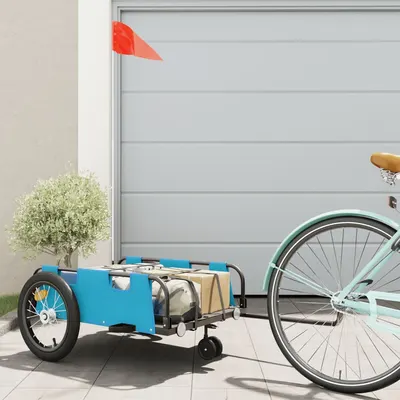 Gossi remorca de bicicleta, albastru, textil oxford si fier