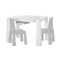 Set masuta si doua scaune, FreeON, Neo, Pentru copii, Cu doua sertare, Cu masa reglabila la doua inaltimi, Conform cu standardele europene de securitate EN71-1;2018, EN71-2:2020, EN71-3:2021, Gri
