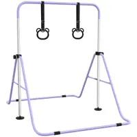 HOMCOM Bară Gimnastică Artistică pentru Copii Reglabilă cu 2 Inele, din Oțel, 148x105x88-128 cm, Mov | Aosom Romania