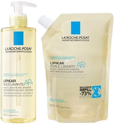 La Roche-Posay Lipikar Set - Ulei de spălare AP+ Lavante și rezervă, 2 х 400 ml