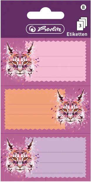 Etichete școlare Herlitz - Wild Animal Lynx, 9 buc