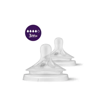 Set tetine, Philips Avent, Natural Response, 2 buc, Cu debit 4 (mediu), 3 luni+, Transparent