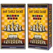 Joc 3 in 1: sah, table, dame, cutie lemn, 47x25 cm