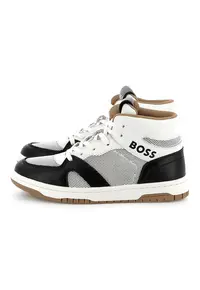 Pantofi sport mid-high cu logo - Alb/Negru