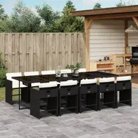 Gossi set mobilier de exterior cu perne, 11 piese, negru, poliratan