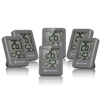 Set 6 statii meteo Bresser Temeo Hygro Indicator 7000015, termometru, higrometru, gri