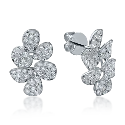 Cercei florali din aur alb cu diamante de 2.08ct