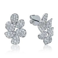 Cercei florali din aur alb cu diamante de 2.08ct