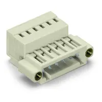 1-conductor male connector; 100% protected against mismating; Threaded flange; 1.5 mm²; Pin spacing 3.5 mm; 10-pole; 1,50 mm²; light gray