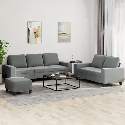 Gossi set de canapele, 3 piese, gri inchis, textil