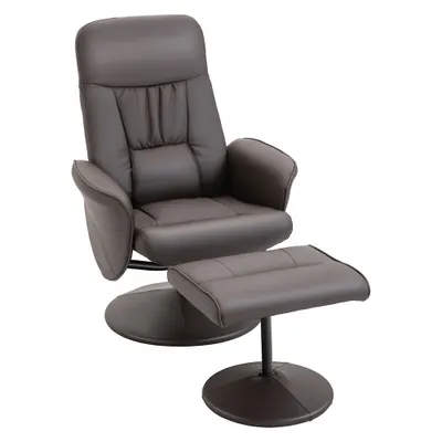 HOMCOM Set de 2 piese, fotoliu cu otomană, fotoliu relax cu otomană, reglabil pe înălțime, spătar înclinat, Maro | Aosom Romania