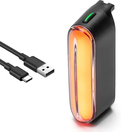 ROCKBROS Lumină spate magnetică pentru bicicletă, reîncărcabilă USB, LED roșu.