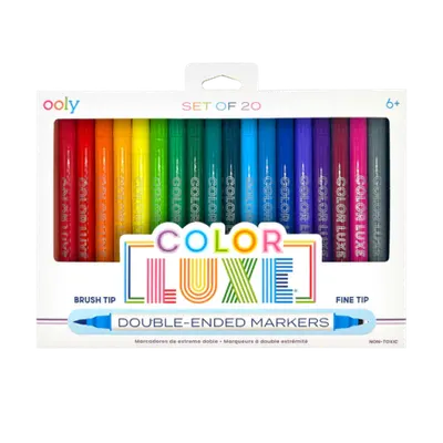 Carioci 2 in 1 cu pensula si varf fin, Color Luxe-set de 20