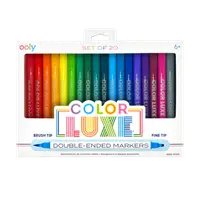 Carioci 2 in 1 cu pensula si varf fin, Color Luxe-set de 20