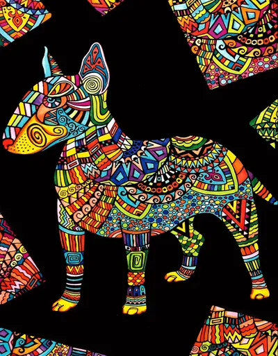 Tablou de colorat ColorVelvet - Bull Terrier, 29,7 x 21 cm