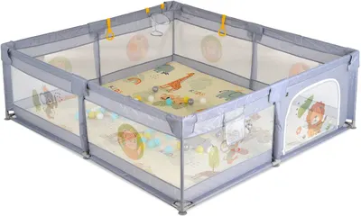 Țarc de joacă cu accesorii Moni - GameZone, 180 х 200 cm, gri