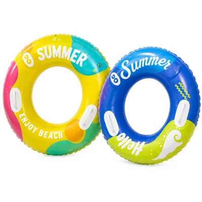 Colac Gonflabil Hello Summer Galben 90 cm – Colac de Înot Colorat pentru Piscină și Plajă Engros