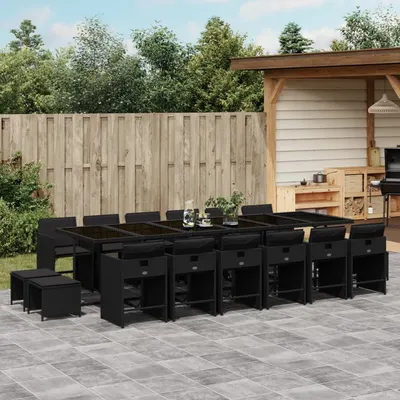 Gossi set mobilier de gradina cu perne, 17 piese, negru, poliratan
