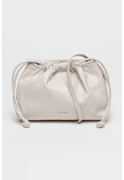 Geanta crossbody cu snur de ajustare - Gri deschis