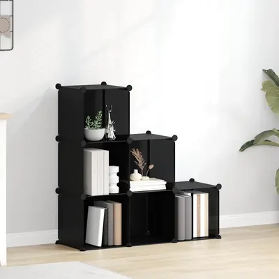 vidaXL Organizator cub de depozitare, 6 cuburi, negru, PP