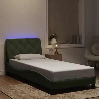 vidaXL Cadru de pat cu LED fără saltea, gri deschis, 90x200 cm, catifea