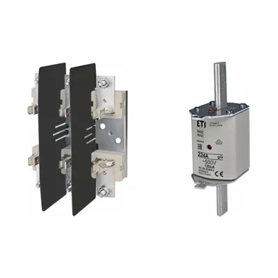 Pachet Protectie Circuit Trifazat: Soclu Siguranta Fuzibila NH2 3P (M10/M10), Siguranta Fuzibila NH2C gG 224A 500V