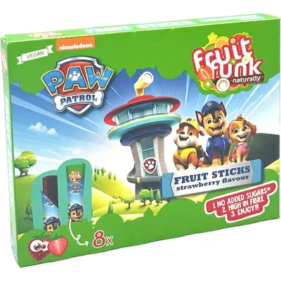 Sticks din Fructe cu Capsuni fara Zahar Adaugat Paw Patrol 8x10g