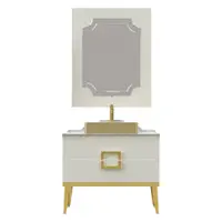 Set mobilier baie Pierre Cardin Mercury 3 piese 90 cm alb-auriu
