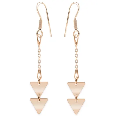 Triangle - Cercei personalizati doua triunghiuri cu tortita deschisa din argint 925 placat cu aur roz