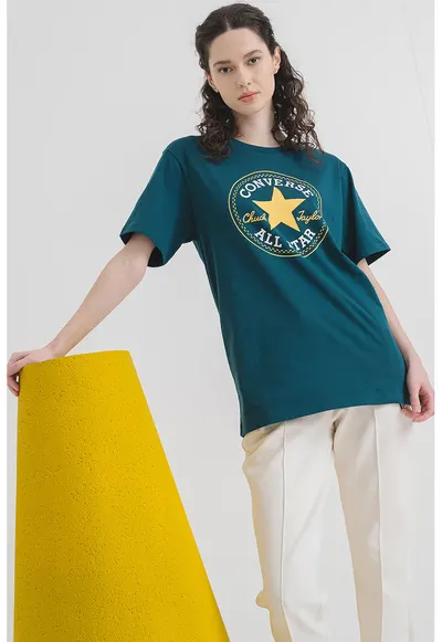 Tricou unisex de bumbac cu logo Go-To All Star - Auriu/Verde inchis