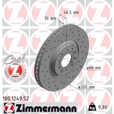 Disc frana ZIMMERMANN 100.1249.52