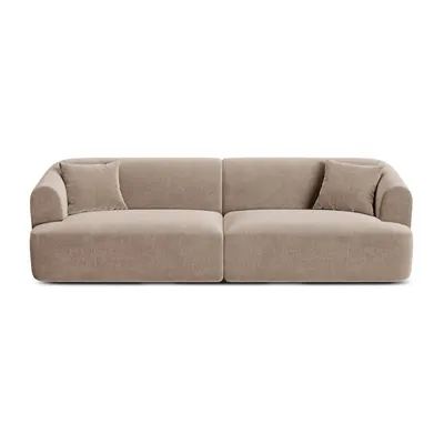 Canapea maro deschis cu tapițerie din catifea 255 cm Campi – Cosmopolitan Design