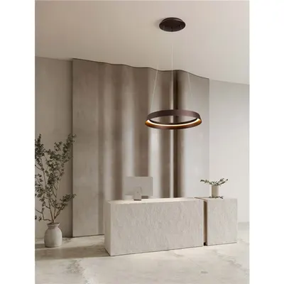 Lampa suspendata ORMI Triac Dimabil Brushed Coffee Metal & Acrylic LED 38 Wat 220-240Volt 2564Lm IP20 2700-4000K CCT Dip Intrerupator