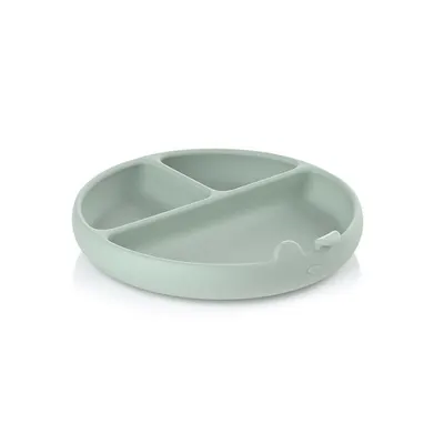 Farfurie BLW, Jane, Din silicon, Cu ventuze, 17 x 17 x 4 cm, BPA Free, Mint