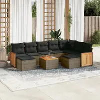 Gossi set mobilier de gradina cu perne, 10 piese, gri, poliratan