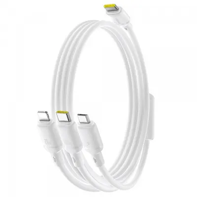 Cablu Incarcare USB-C - Lightning / microUSB / USB-C Baseus Silky 3in1, 100W, 1.5m, Alb P10377706213-00