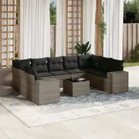 Gossi set mobilier de gradina cu perne, 10 piese, gri, poliratan