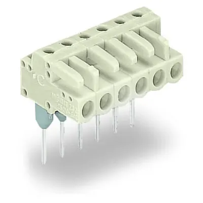 Female connector for rail-mount terminal blocks; 0.6 x 1 mm pins; angled; 100% protected against mismating; Pin spacing 5 mm; 12-pole; light gray