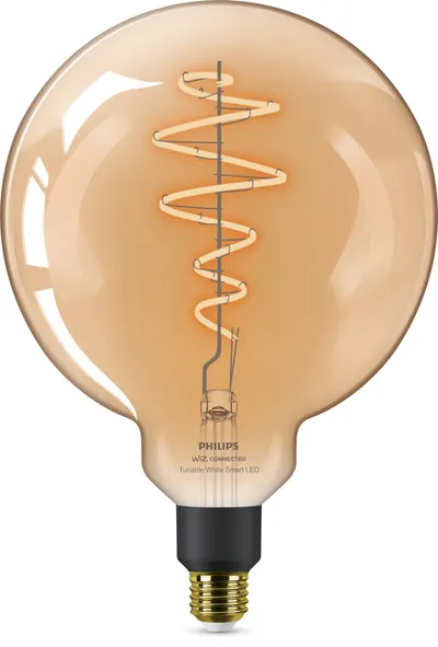 Bec inteligent Philips - Filament, 6W LED, E27, G200, Amber, dimmer
