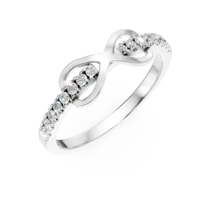 Inel cu infinit din aur alb cu diamante de 0.1ct