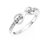 Inel cu infinit din aur alb cu diamante de 0.1ct