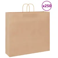 vidaXL Pungi de hârtie 250 buc cu mânere maro 54x15x49 cm