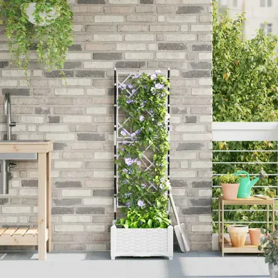 vidaXL Vază pentru Grădină Alb 40 x 40 x 125,5 cm PP