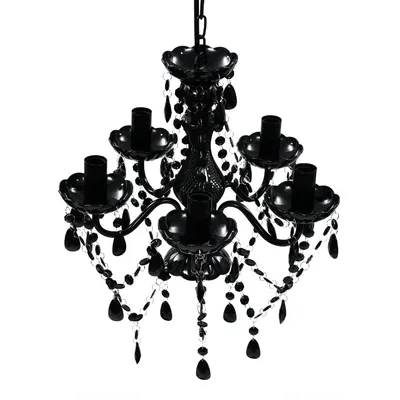 Lustra de cristal, 5 becuri, negru