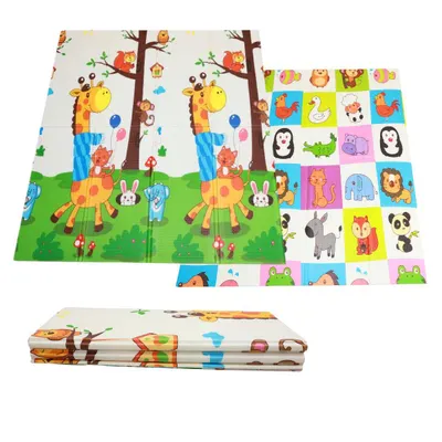 Copii Fitness Covor de Joacă Pliabil XPE 150x180x1cm Animals Giraffe Multicolor