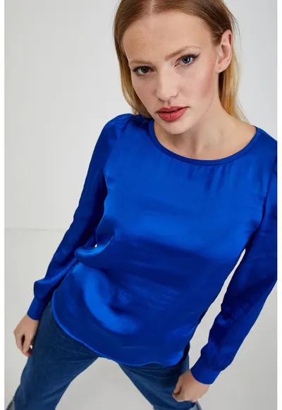 Bluza uni slim fit - Albastru royal