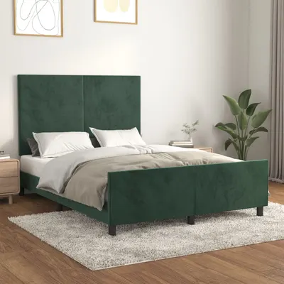 Gossi cadru de pat fara saltea, verde inchis, 140x200 cm, catifea