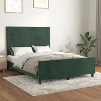 Gossi cadru de pat fara saltea, verde inchis, 140x200 cm, catifea